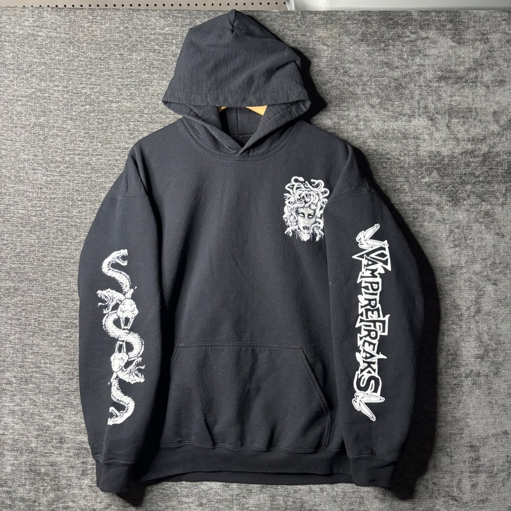 VampireFreaks Medusa Hoodie Black Graphic Gothic Sweatshirt XL Grunge Goth